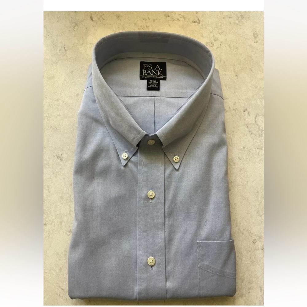 Jos A Banks Mens Dress Blue Traveler Pinpoint NWT XXL 19-37